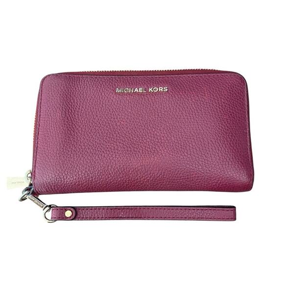 Michael Kors Jet Set Wristlet Zipper Wallet Burgundy - Picture 1 of 8
